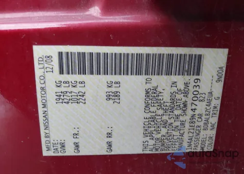 2009 Nissan Altima 2.5 S z USA, uszkodzony, nr VIN 1N4AL21E89N470039